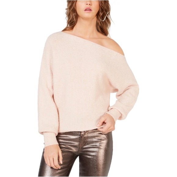 Guess Sweaters - Guess Pink Off the Shoulder Sweater